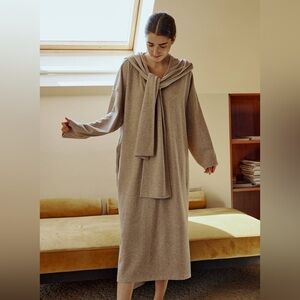 NAP Hooded Scarf Sweatshirt Dress Womens Nightgown Robe Gray Size XS